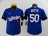 Youth Dodgers 50 Mookie Betts Royal 2021 City Connect Cool Base Jersey,baseball caps,new era cap wholesale,wholesale hats
